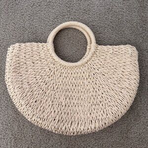 Cream Woven straw bag hobo beach bag vacation